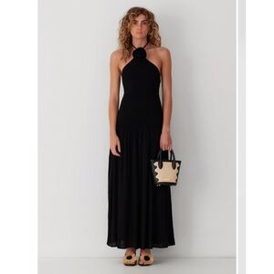 The Wolf Gang Siesta Halter Maxi Dress Sz S Black Dropped Waist